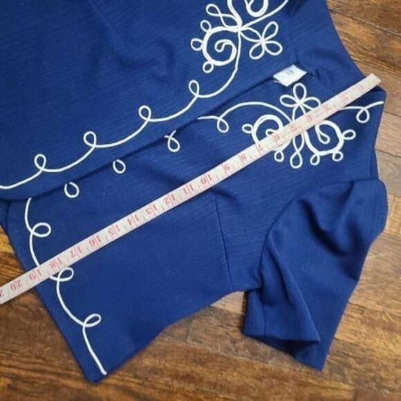 Vintage 60's 70's Navy Blue Cropped Bolero Jacket ILGWU USA made Boho Grannycore - Picture 9 of 10